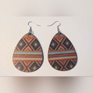 Western dangle earrings women's wooden new d77